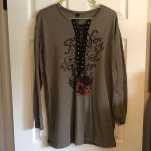 Long-sleeves Laced Moto Shirt